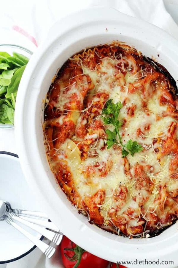 Spinach and Feta Crock Pot Lasagna Recipe | Diethood