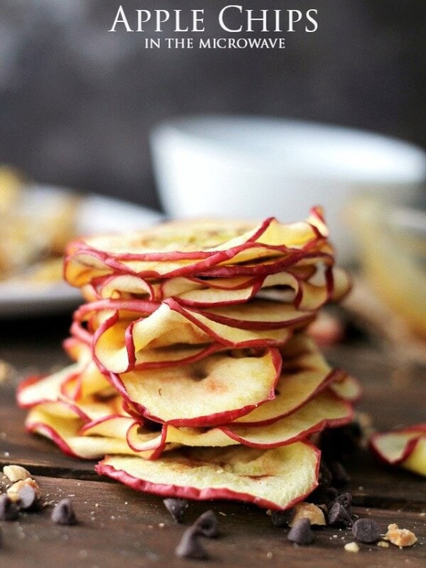 Apple Chips | www.diethood.com | Thin and crispy Apple Chips made in the microwave! All you need is 6-minutes, give or take, before you can devour this delicious and healthy Fall snack!