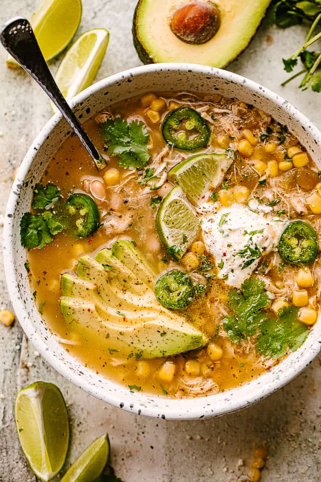 white chicken chili in a bowl