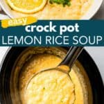 Lemon rice soup Pinterest image.