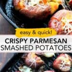Parmesan smashed potatoes Pinterest image.