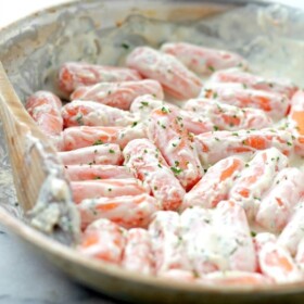 Creamy Baby Carrots | www.diethood.com | Baby Carrots tossed in a delicious, creamy sauce.