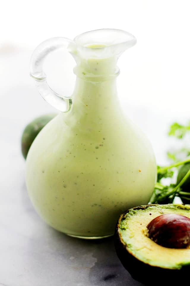 Light and Creamy Avocado-Lime Salad Dressing | www.diethood.com | Tangy,smooth, lightened up Avocado Salad Dressing with lime juice and creamy yogurt.