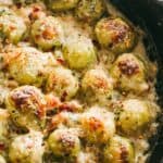 Creamy Cheesy Brussels Sprouts with Bacon Recipe | Easy Side Dish