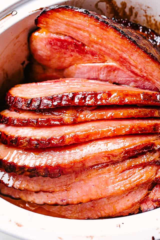 spiral sliced ham in a slow cooker