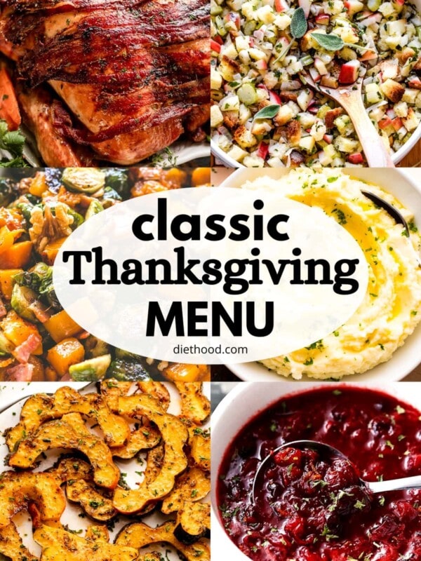 Classic Thanksgiving menu Pinterest image.