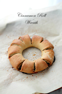 Cinnamon Roll Wreath | www.diethood.com | Festive, beautiful and delicious cinnamon roll shaped into a ring and decorated with a sweet vanilla glaze.