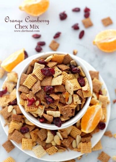 Orange and Cranberry Chex Mix | www.diethood.com | Super delicious, dangerously addictive and the best snack to bring to your New Year's Eve Party!