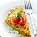 Slow Cooker Veggie Omelette | www.diethood.com | A delicious and simple breakfast Veggie Omelette cooked in the crock pot.