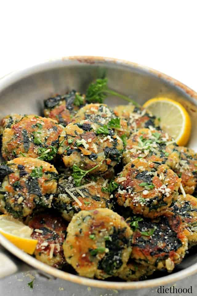 Spinach and Garlic Potato Patties | www.diethood.com | Delicious and flavorful Patties made with a mixture of potatoes, spinach and garlic.