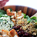 Cherry Walnut Chicken Salad | www.diethood.com | Delicious chicken salad featuring a combination of dried cherries, walnuts and baby spinach tossed with a simple oil-and-vinegar dressing.