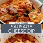 Sausage cheese dip Pinterest image.