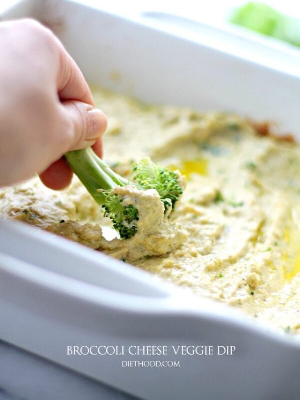 Broccoli Cheese Veggie Dip | www.diethood.com | Cheesy, warm and creamy veggie dip that's perfect for game days!