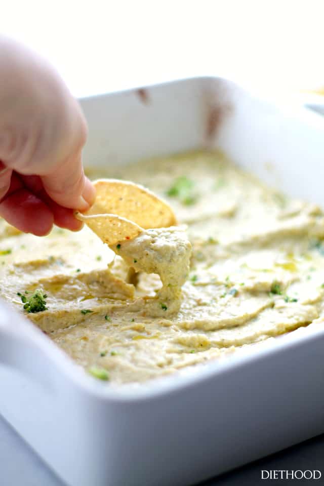 Broccoli Cheese Veggie Dip | www.diethood.com | Cheesy, warm and creamy veggie dip that's perfect for game days!
