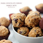 Dark Chocolate Cherry Energy Bites | www.diethood.com | Studded with dried cherries and loaded with dark chocolate chips, these healthy cookie energy bites are sweet, delicious, and incredibly easy to make! AND you don't have to bake!