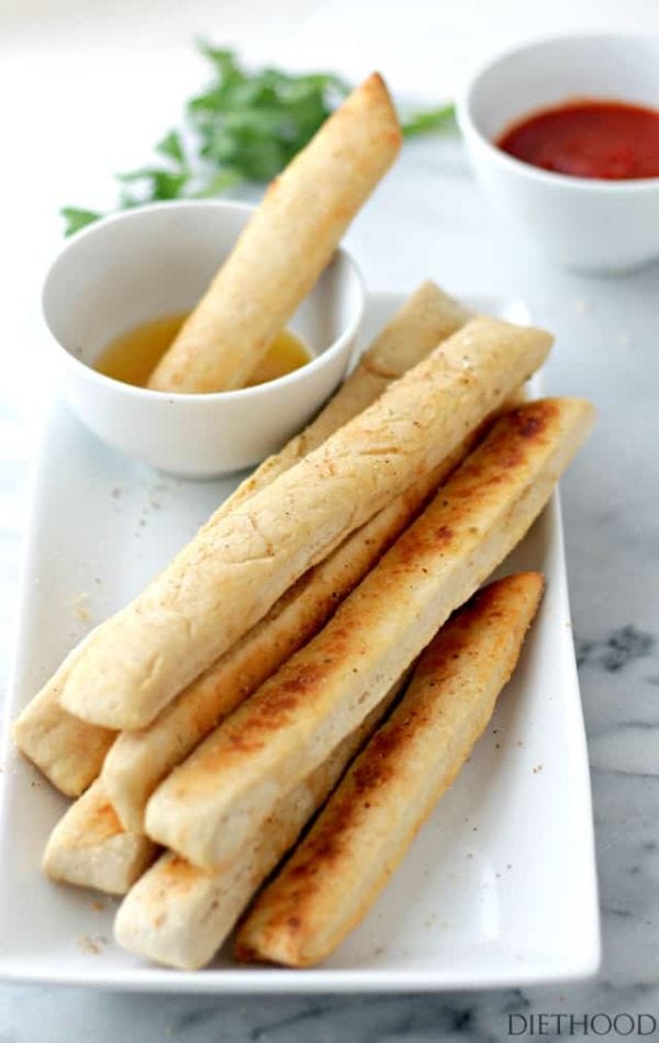 Soft, garlicky breadsticks with parmesan cheese