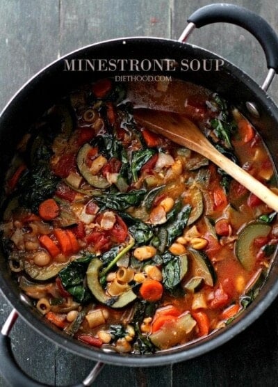 Minestrone Soup | www.diethood.com | Packed with vegetables, bacon and pasta, this soup makes for a hearty, filling and delicious meal.