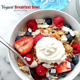 Yogurt Breakfast Bowl | www.diethood.com | Make your favorite morning meals more nutritious with this protein-packed, berry-loaded breakfast bowl.