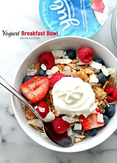 Yogurt Breakfast Bowl | www.diethood.com | Make your favorite morning meals more nutritious with this protein-packed, berry-loaded breakfast bowl.