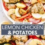 Lemon chicken potatoes Pinterest image.