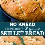 No knead rosemary garlic skillet bread Pinterest.