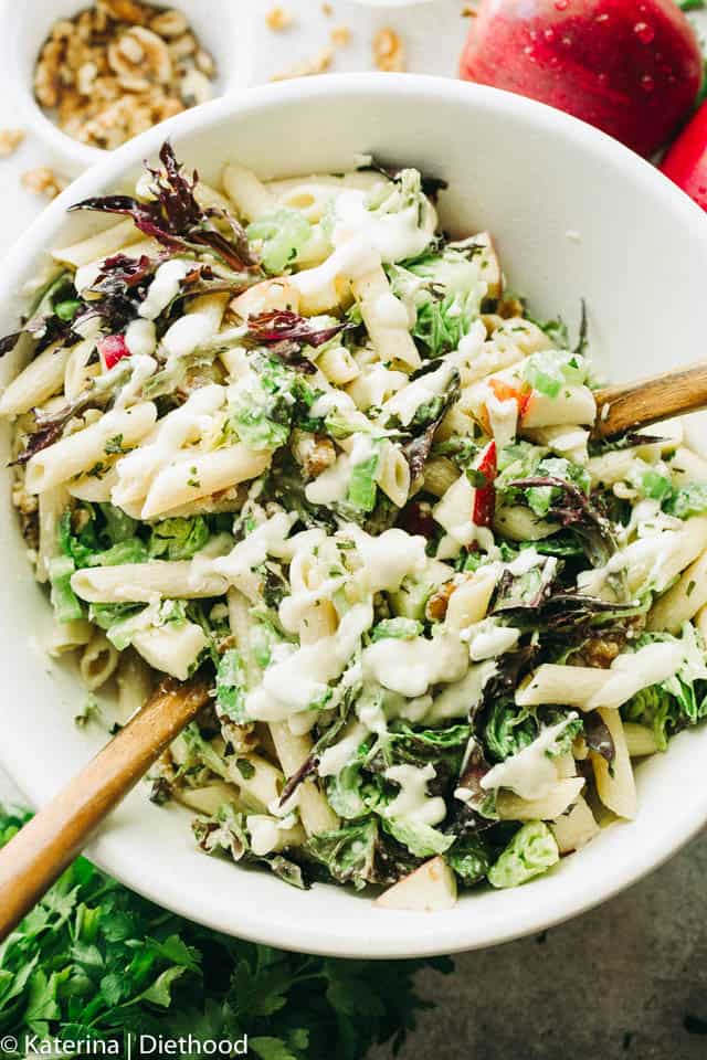 Apples and Celery Pasta Salad with Light Caesar Dressing 