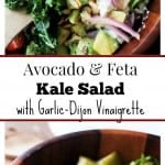 Avocado and Feta Kale Salad with Garlic Dijon Vinaigrette photo colalge
