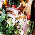 Avocado and Feta Kale Salad with Garlic Dijon Vinaigrette