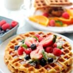 Cream Cheese Waffles with Honey Whipped Cream Recipe | Diethood