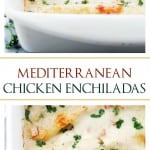 Mediterranean White Chicken Enchiladas | www.diethood.com | Made with shredded chicken, Italian cheeses, bell peppers and yogurt sauce, Chicken Enchiladas never tasted so good!!