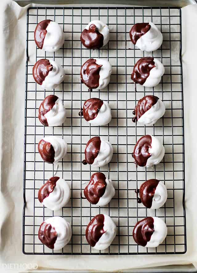 Black and White Meringue Cookies | www.diethood.com | Sweet, light and crisp, these Meringue Cookies are so wonderful and so delicious, they practically melt in your mouth!