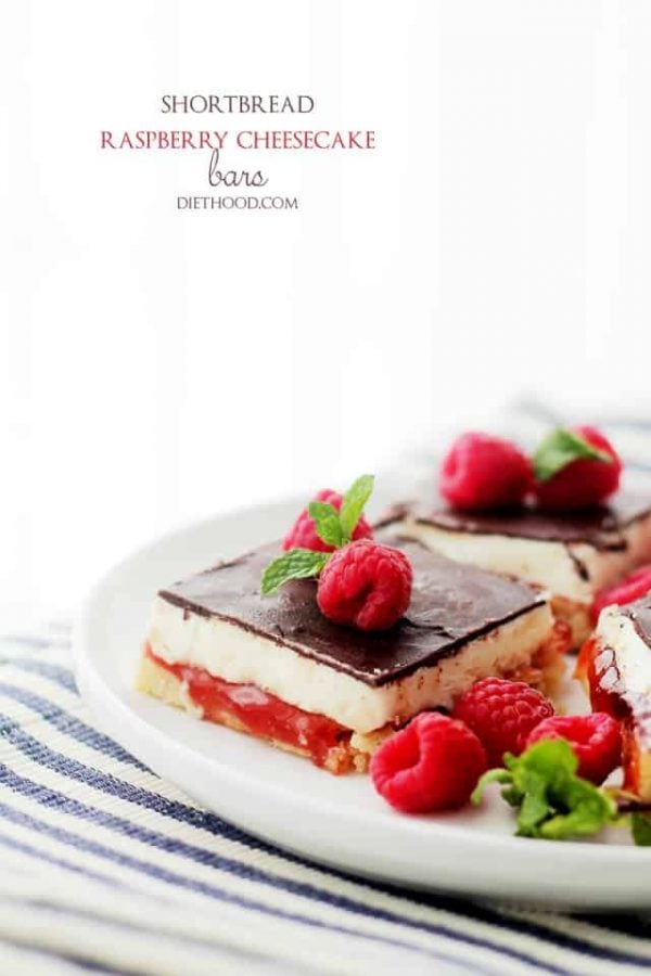 Decadent Shortbread Raspberry Cheesecake Bars Recipe | Diethood