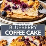 Blueberry coffee cake Pinterest image.