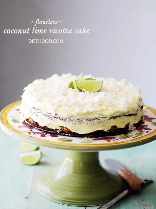 Coconut Lime Ricotta Cake {Flourless} | www.diethood.com | Bright, light and incredibly delicious Coconut Lime Cake made with ricotta cheese and almond meal. Just like that classic Coconut Lime Cake, but better! AND gluten free!