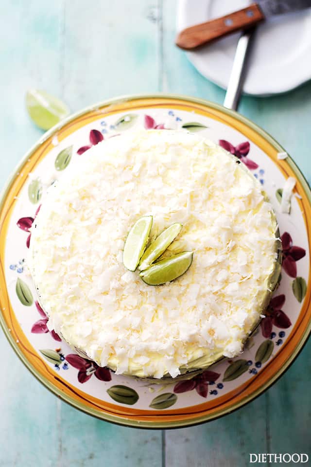 Coconut Lime Ricotta Cake {Flourless} | www.diethood.com | Bright, light and incredibly delicious Coconut Lime Cake made with ricotta cheese and almond meal. Just like that classic Coconut Lime Cake, but better! AND gluten free! 