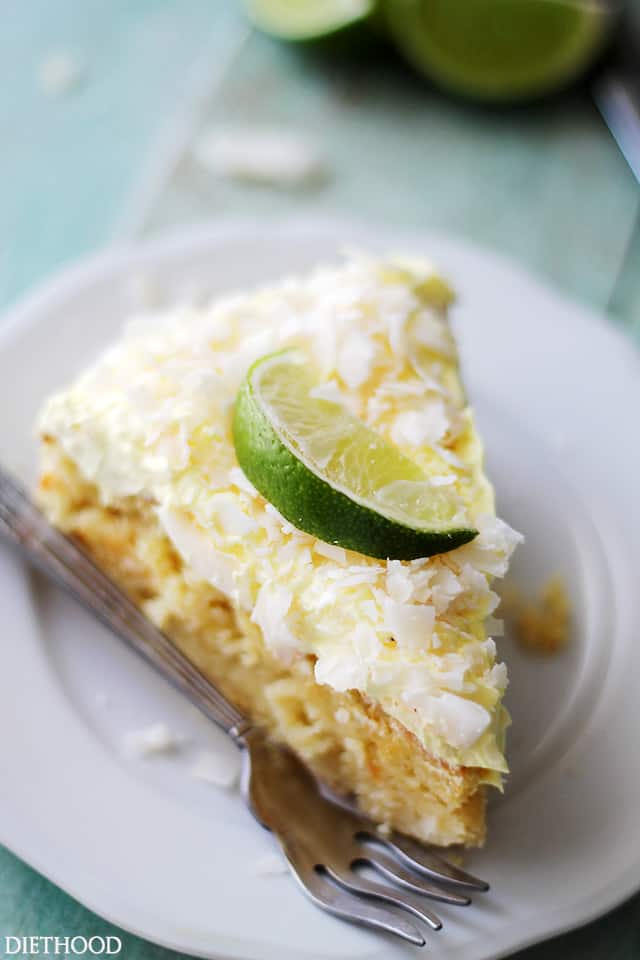 Coconut Lime Ricotta Cake {Flourless} | www.diethood.com | Bright, light and incredibly delicious Coconut Lime Cake made with ricotta cheese and almond meal. Just like that classic Coconut Lime Cake, but better! AND gluten free! 