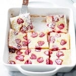 Raspberry Lemon Bars | www.diethood.com | Bursting with flavor and texture, these Lemon Bars are not only delicious, but at 150 calories per serving, they're also much lighter than your classic Lemon Bars.