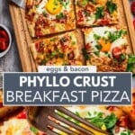Phyllo Breakfast pizza Pinterest image.