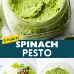 Spinach pesto Pinterest image.