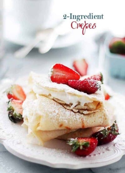 Crepes topped with strawberries