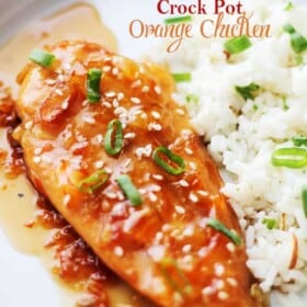 Crock Pot Orange Chicken - A delicious twist on the traditionally fried and breaded dish, this Orange Chicken is so flavorful, healthy, and it's all done in the crock pot! Get the recipe on diethood.com