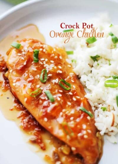 Crock Pot Orange Chicken - A delicious twist on the traditionally fried and breaded dish, this Orange Chicken is so flavorful, healthy, and it's all done in the crock pot! Get the recipe on diethood.com