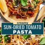 Sun-Dried tomato pasta Pinterest image.