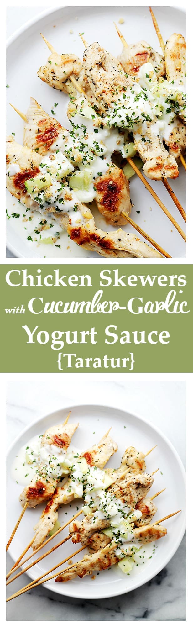 Chicken Skewers with Cucumber-Garlic Yogurt Sauce {Taratur} | Diethood