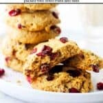 Breakfast cookies with text overlay.