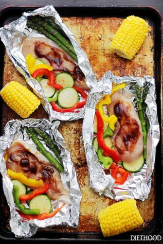 Grilled Barbecue Chicken and Vegetable Foil Packs | Easy BBQ Chicken