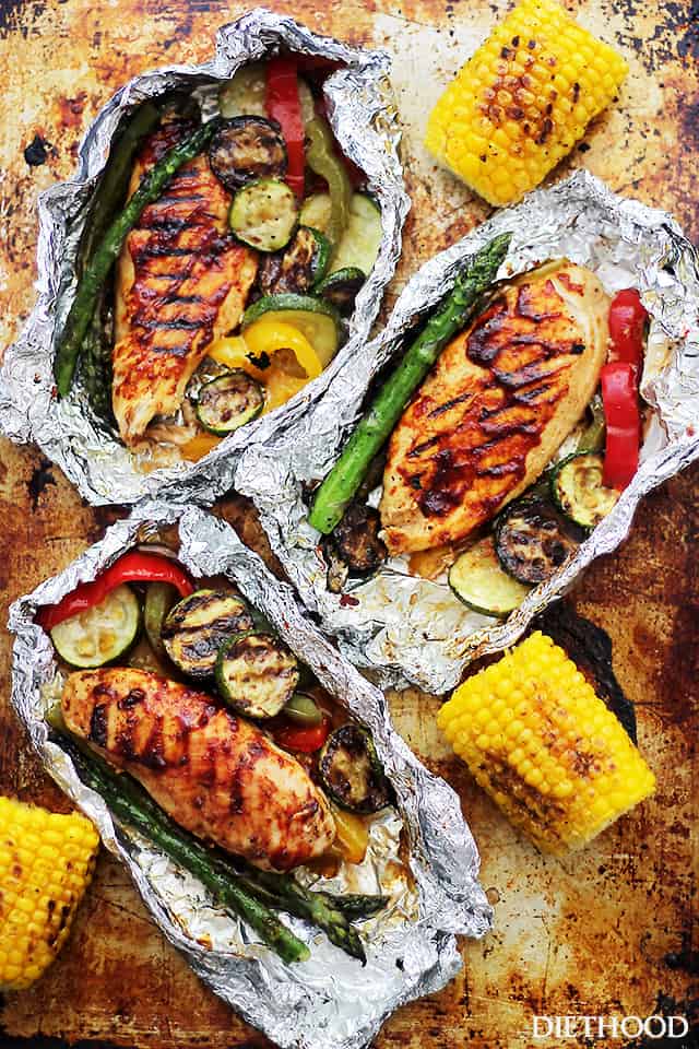 Grilled Barbecue Chicken And Vegetable Foil Packs Easy Bbq