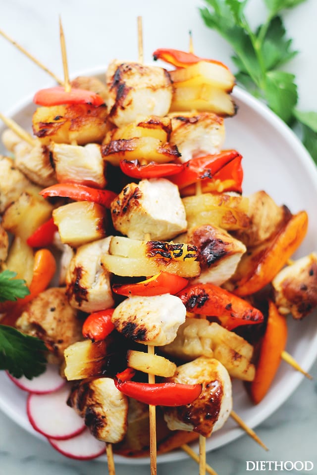 Sesame Soy Pineapple Chicken Kabobs - The sweet and tart sesame-soy marinade is the perfect accompaniment to these incredibly delicious pineapple and chicken kabobs!