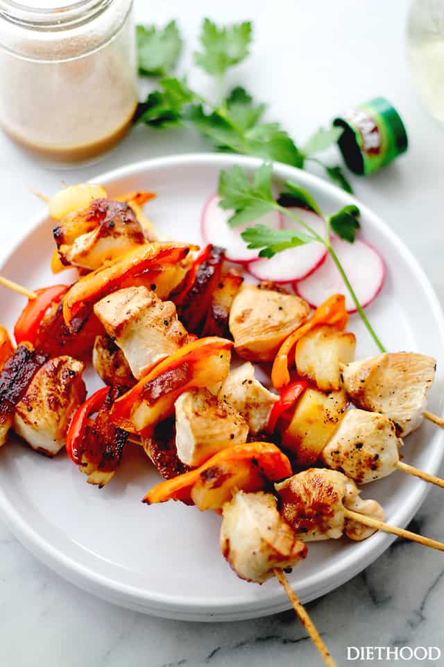 Sesame Soy Pineapple Chicken Kabobs - The sweet and tart sesame-soy marinade is the perfect accompaniment to these incredibly delicious pineapple and chicken kabobs!