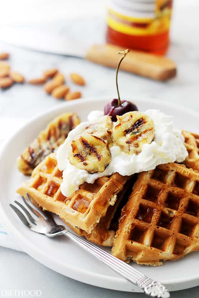 Banana Bread Waffles | www.diethood.com | The sweet and delicious taste of Banana Bread in a Waffle!